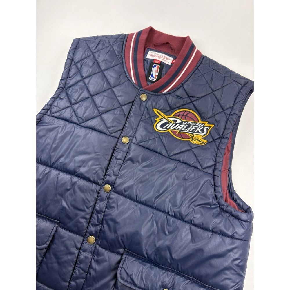 Mitchell & Ness Cleveland Cavaliers Quilted Puffer Vest Navy Men's XLarge